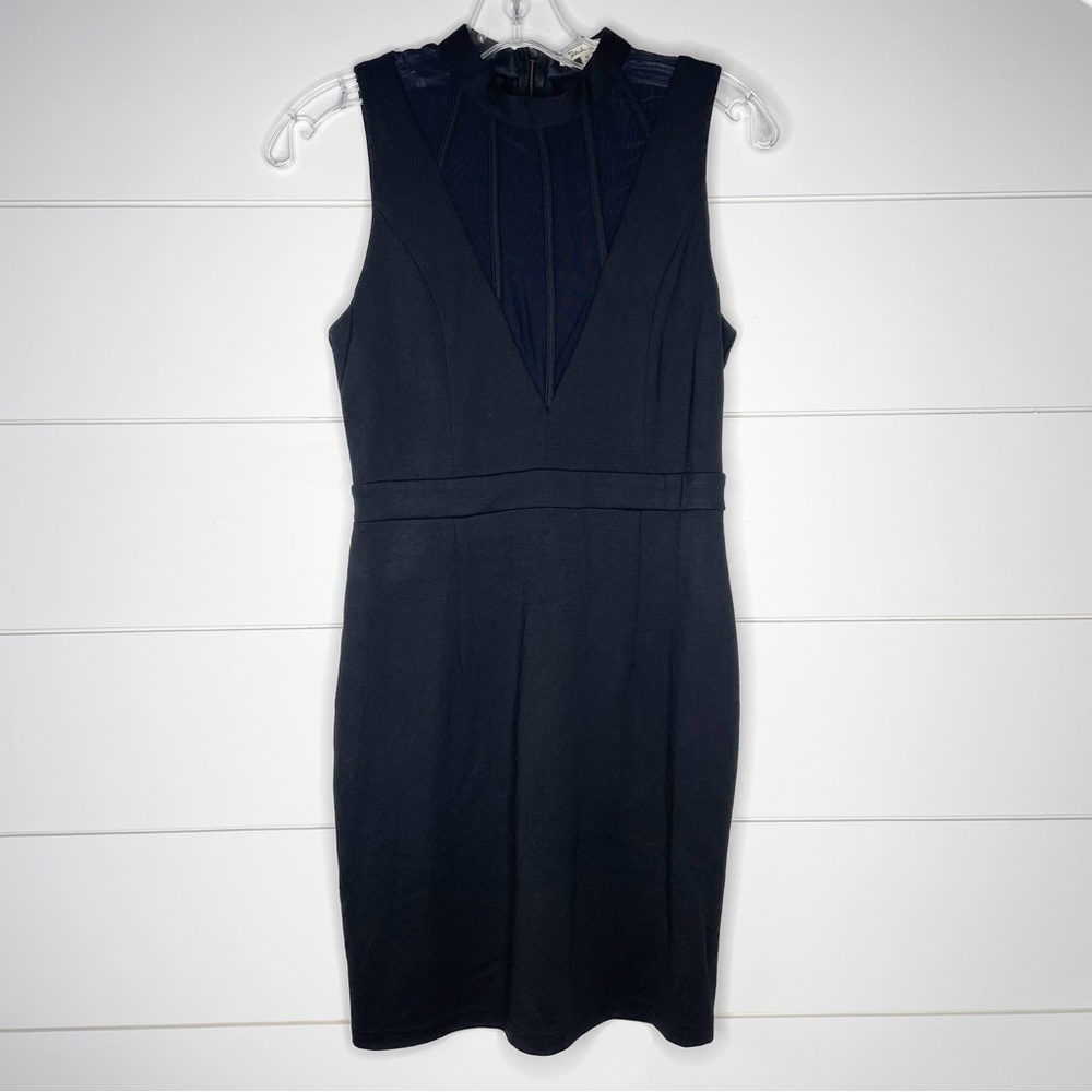 Bleuh Ciel Black Mesh High Neck Bodycon Mini Dress Size Medium